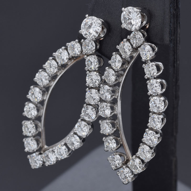 Vintage Palladium & 18K White Gold 6.61 TCW Diamond Drop Jacket Earrings