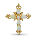 Vintage 13k Yellow Gold Opal Cross Pendant