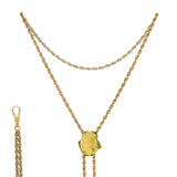 Antique Art Nouveau Yellow Gold Gibson Girl Slide Watch Chain Necklace