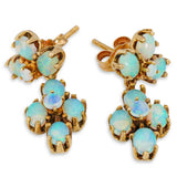 Vintage 14k Yellow Gold Opal Cluster Drop Earrings