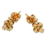 Vintage 14k Yellow Gold Opal Cluster Drop Earrings