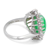 Vintage 14k White Gold Jadeite and Diamond Halo Cocktail Ring