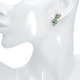 Vintage 14k Yellow Gold Opal Cluster Drop Earrings