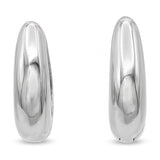 Vintage Italian Platinum Hinged Tapered Oval Hoop Earrings