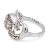 Vintage Platinum 1.15tcw Old Mine Pear Diamond Floral Leaf Ring