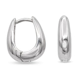 Vintage Italian Platinum Hinged Tapered Oval Hoop Earrings