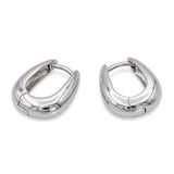 Vintage Italian Platinum Hinged Tapered Oval Hoop Earrings