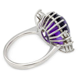 Vintage 18k White Gold Amethyst and Diamond Cocktail Ring