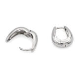 Vintage Italian Platinum Hinged Tapered Oval Hoop Earrings