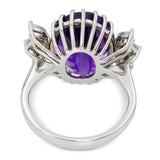 Vintage 18k White Gold Amethyst and Diamond Cocktail Ring