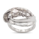 Vintage Platinum 1.15tcw Old Mine Pear Diamond Floral Leaf Ring