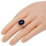 Vintage 18k White Gold Amethyst and Diamond Cocktail Ring