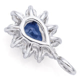 Vintage 14K White Gold Sapphire & 0.25 TCW Diamond Pear Pendant 16.5 x 9.5 mm