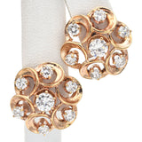 Vintage 14K Yellow Gold 2.34 TCW Diamond Swirl Screw-Back Earrings
