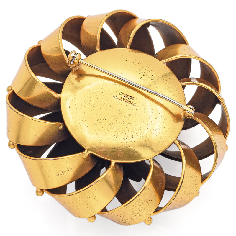 Vintage Joseff of Hollywood Garnet Round Swirl Brooch Pin