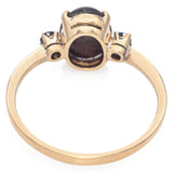 10k Yellow Gold Black Star Sapphire Cabochon and Accent Round Sapphire Ring