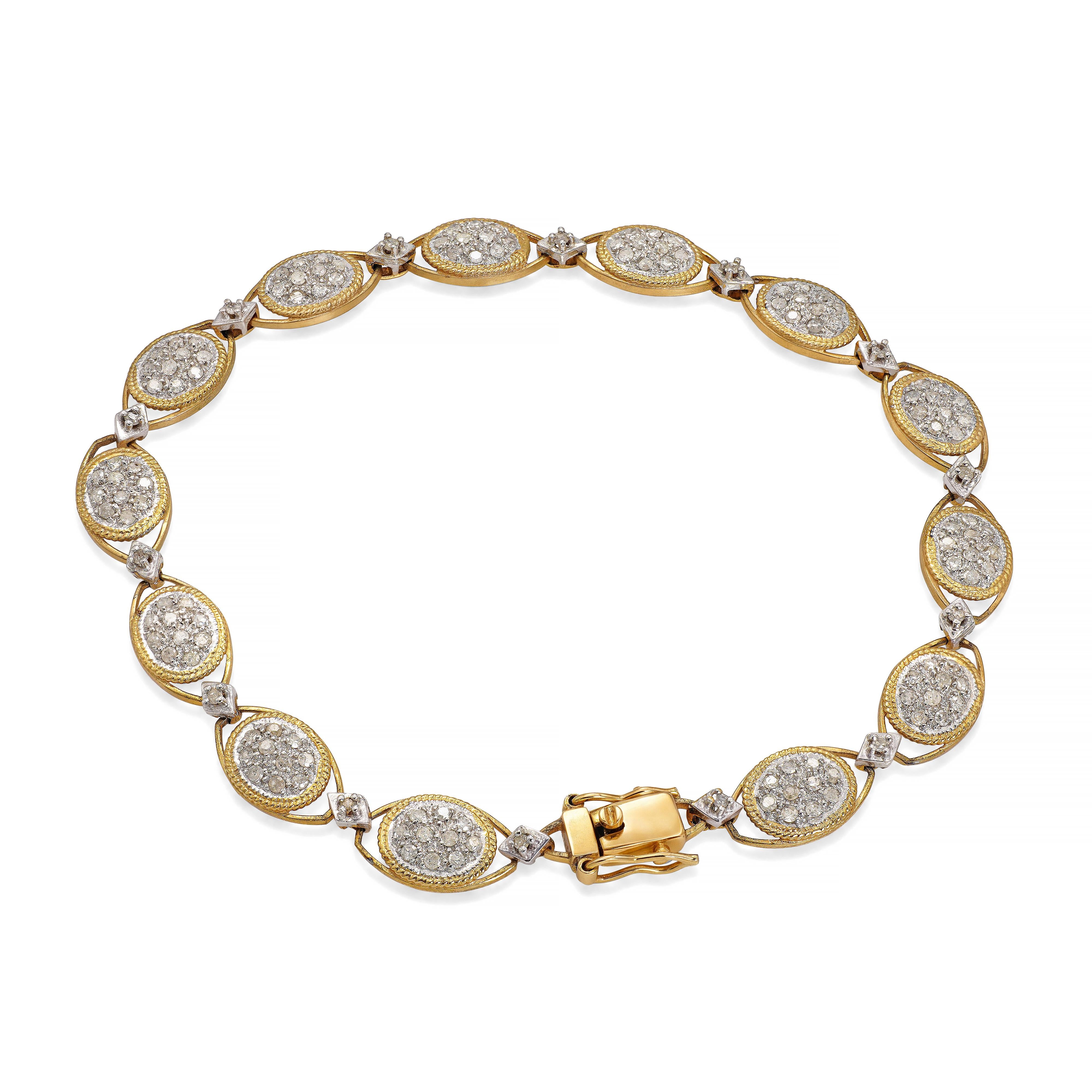 Vintage 10k White and Yellow Gold Diamond Bracelet