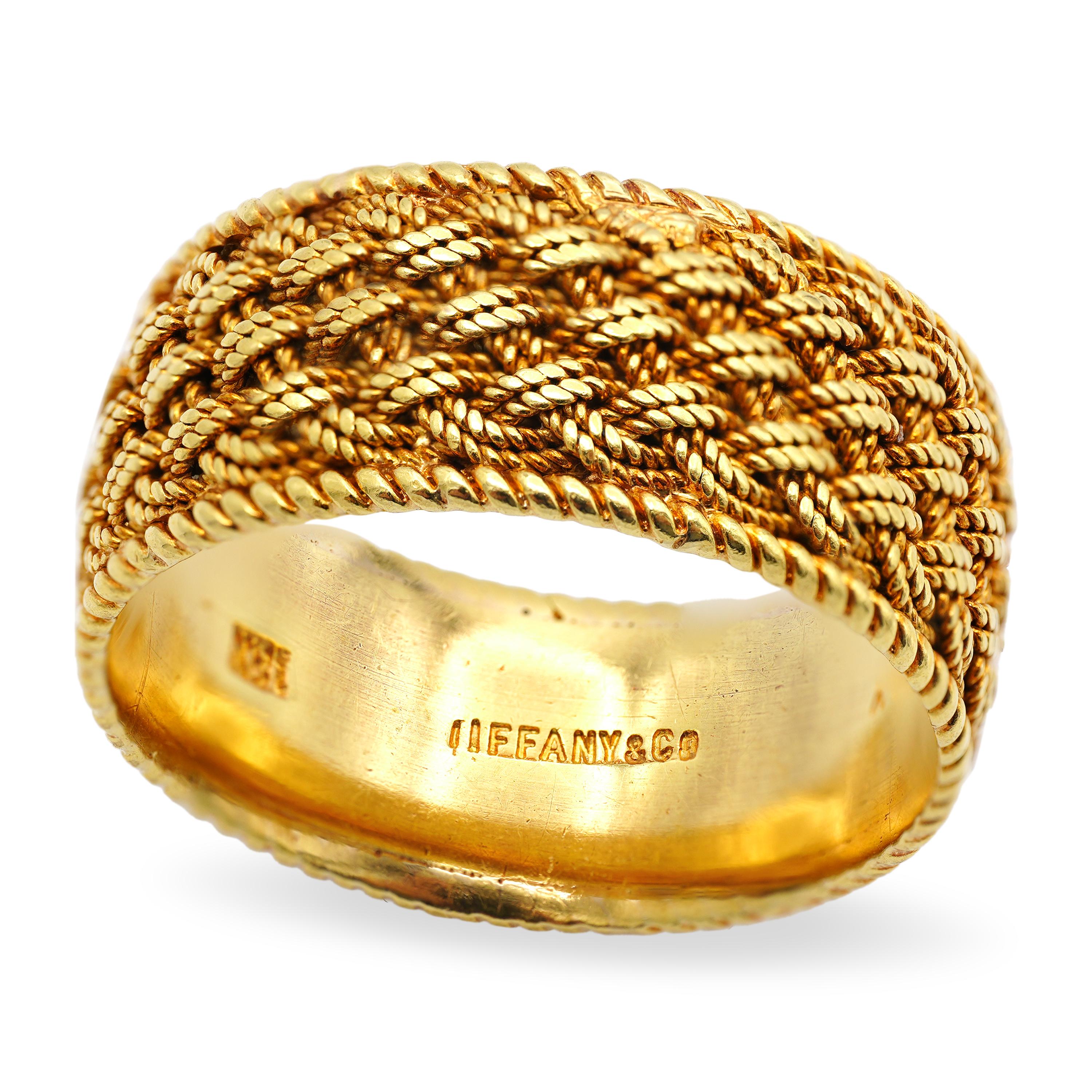Vintage Tiffany & Co. 18k Yellow Gold Woven Mesh Ring
