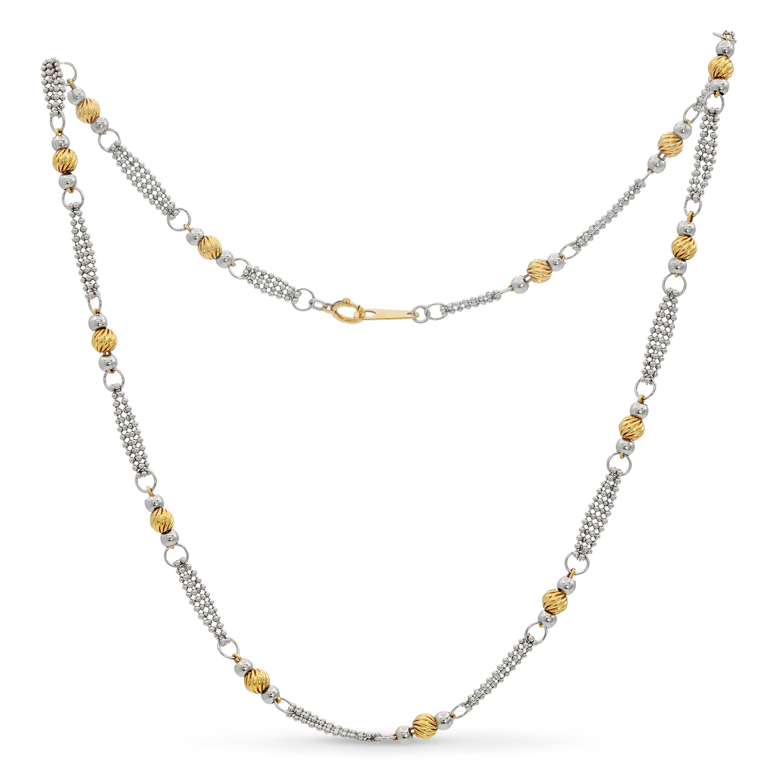 Vintage Platinum & 18k Yellow Gold Bead Necklace