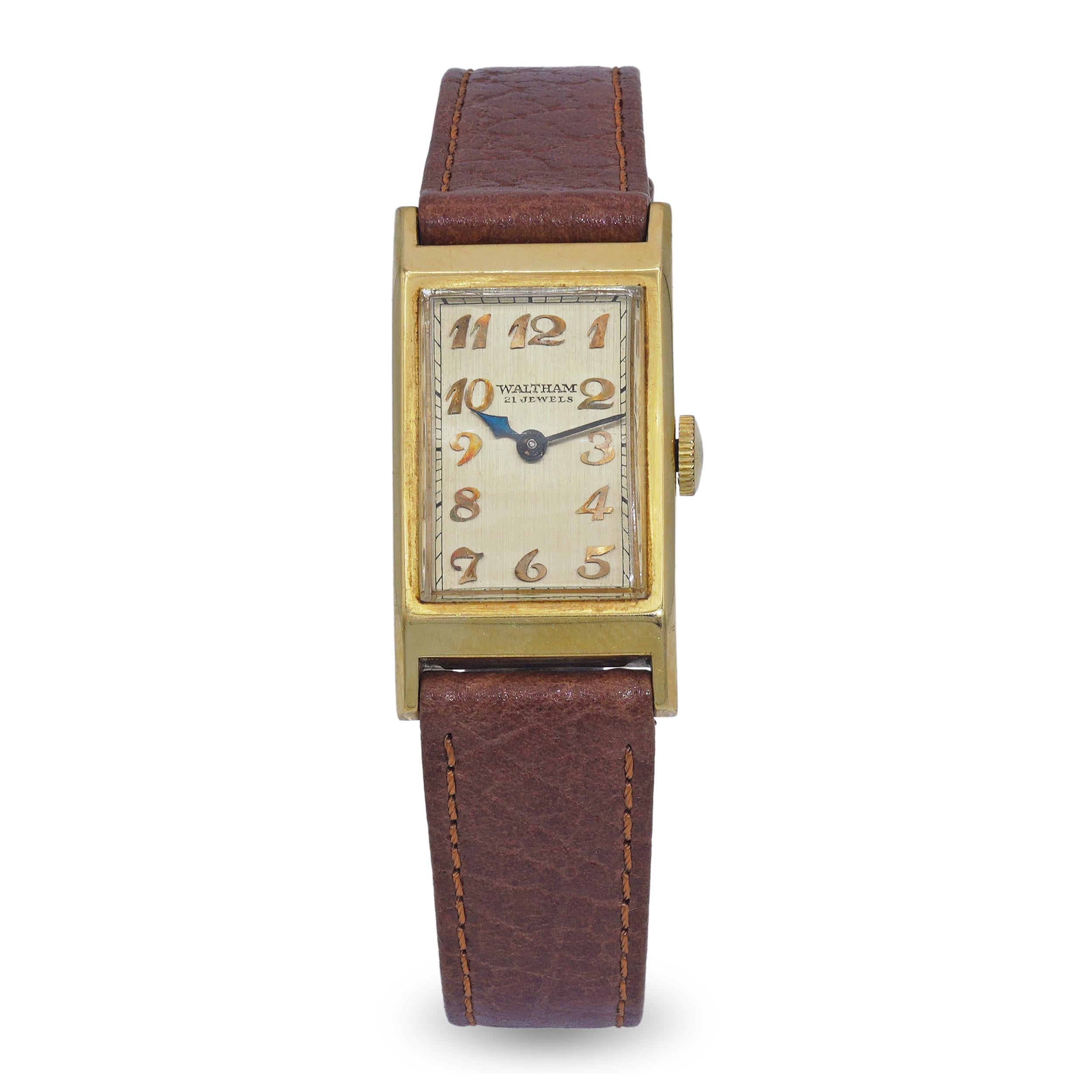 Vintage 1930s Waltham 14k Yellow Gold 21 Jewels Watch
