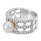 Mikimoto Platinum Akoya Pearl and Diamond Ring