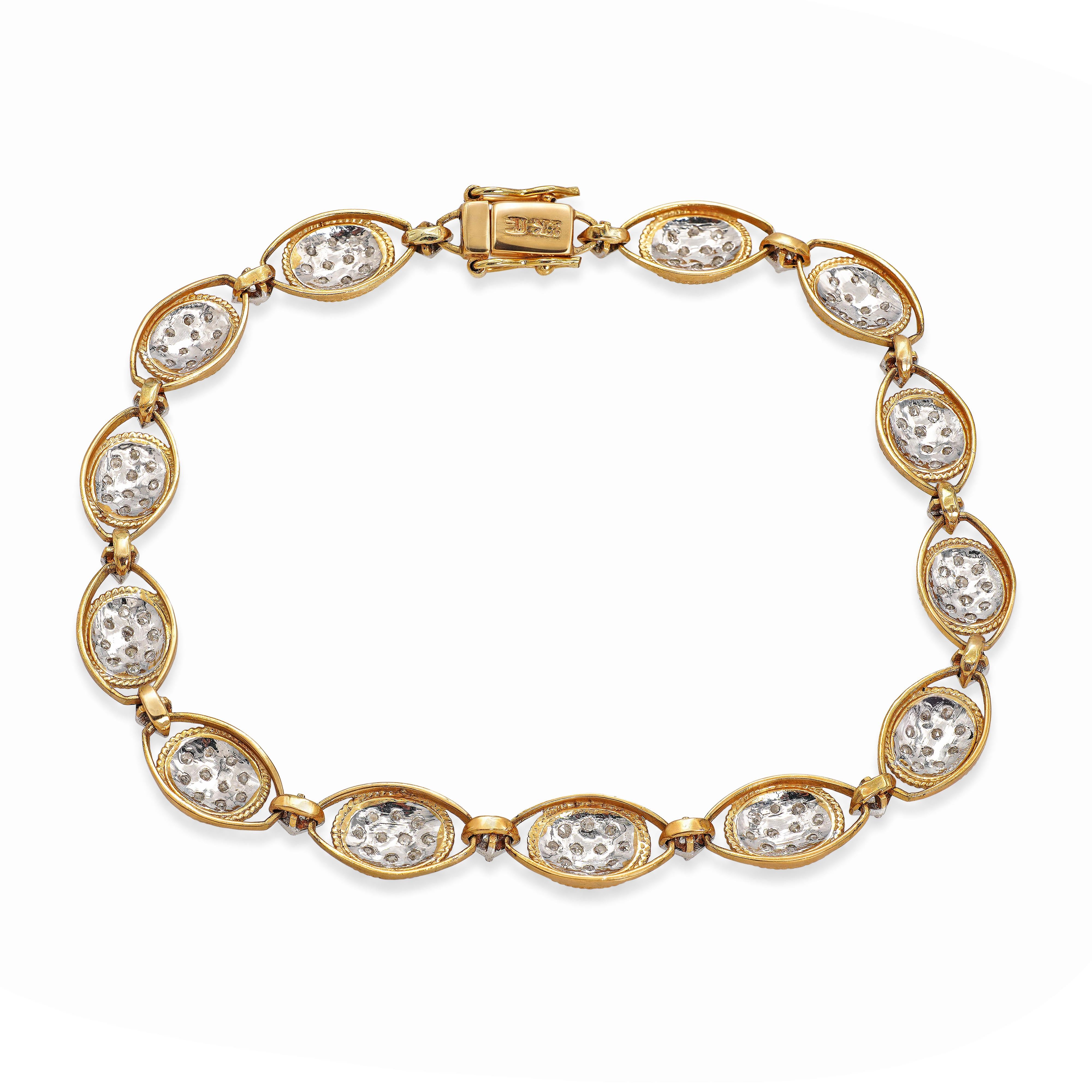 Vintage 10k White and Yellow Gold Diamond Bracelet