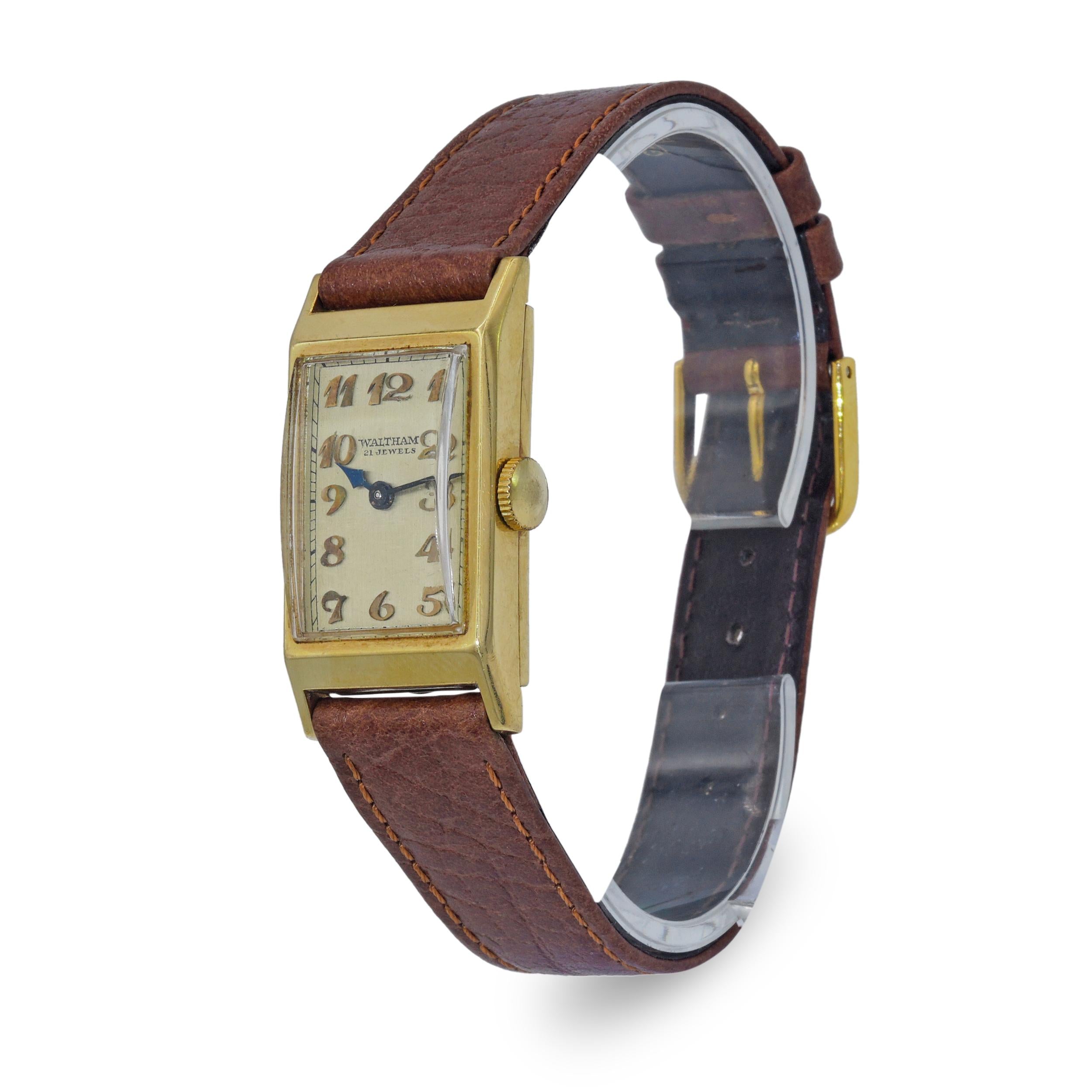 Vintage 1930s Waltham 14k Yellow Gold 21 Jewels Watch