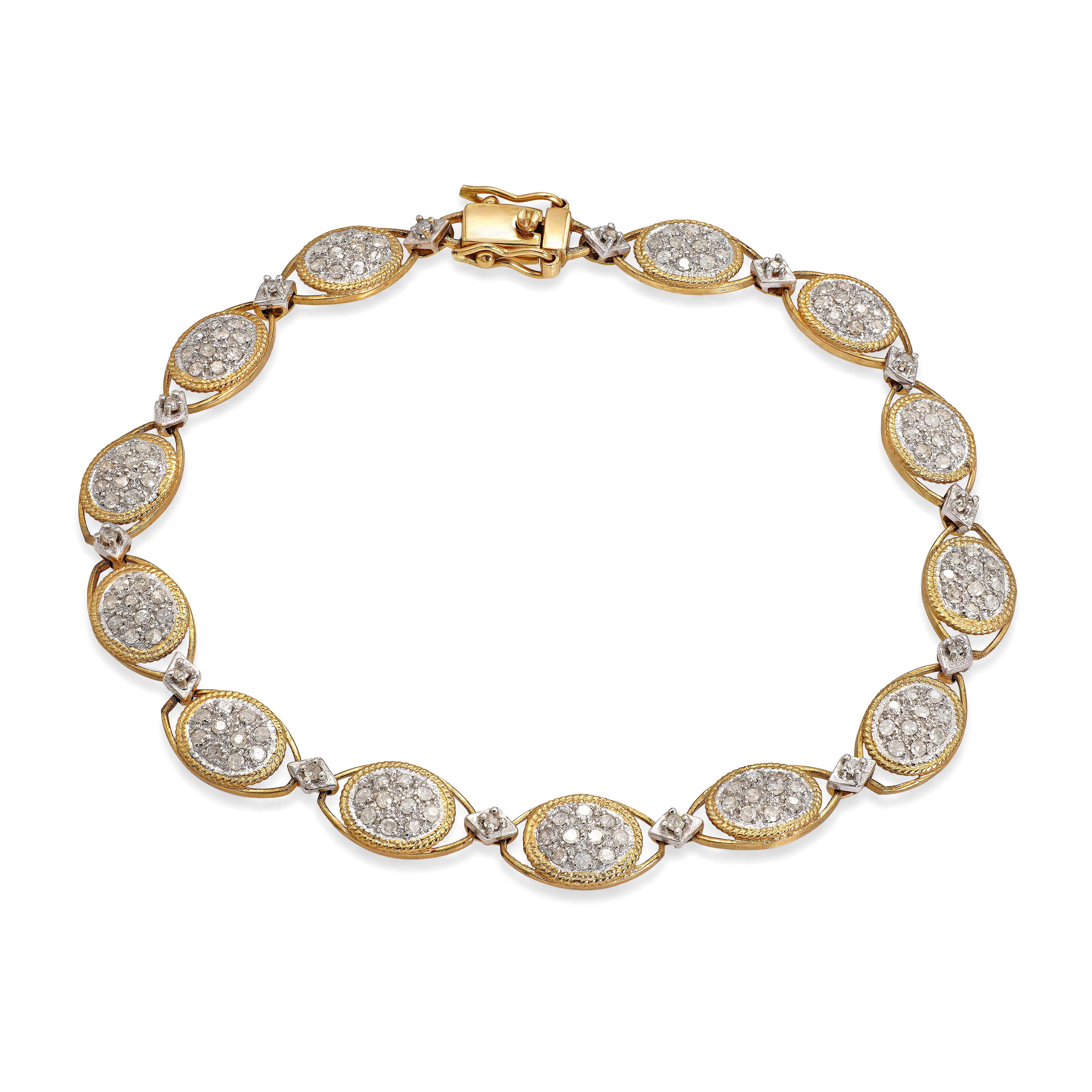 Vintage 10k White and Yellow Gold Diamond Bracelet