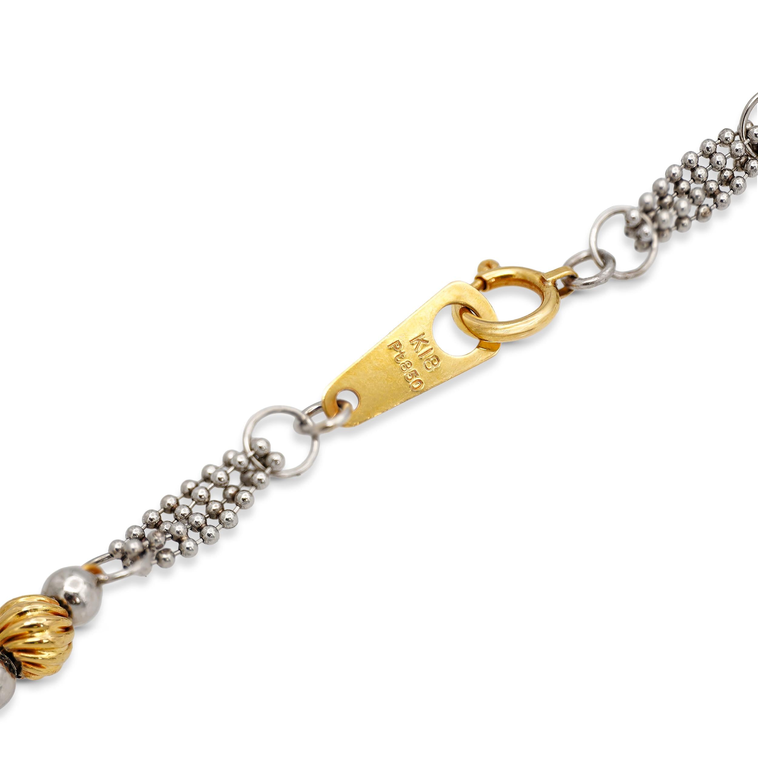 Vintage Platinum & 18k Yellow Gold Bead Necklace