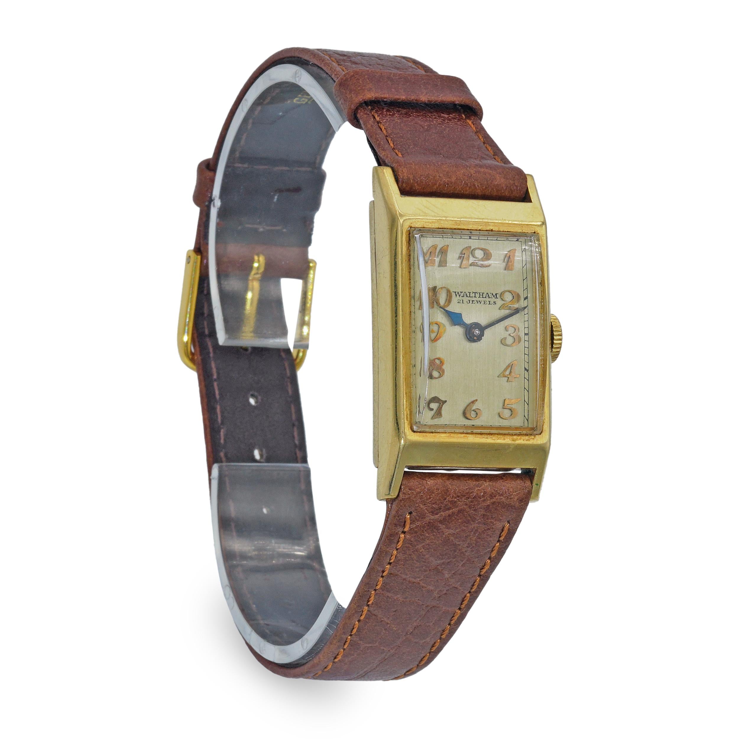 Vintage 1930s Waltham 14k Yellow Gold 21 Jewels Watch