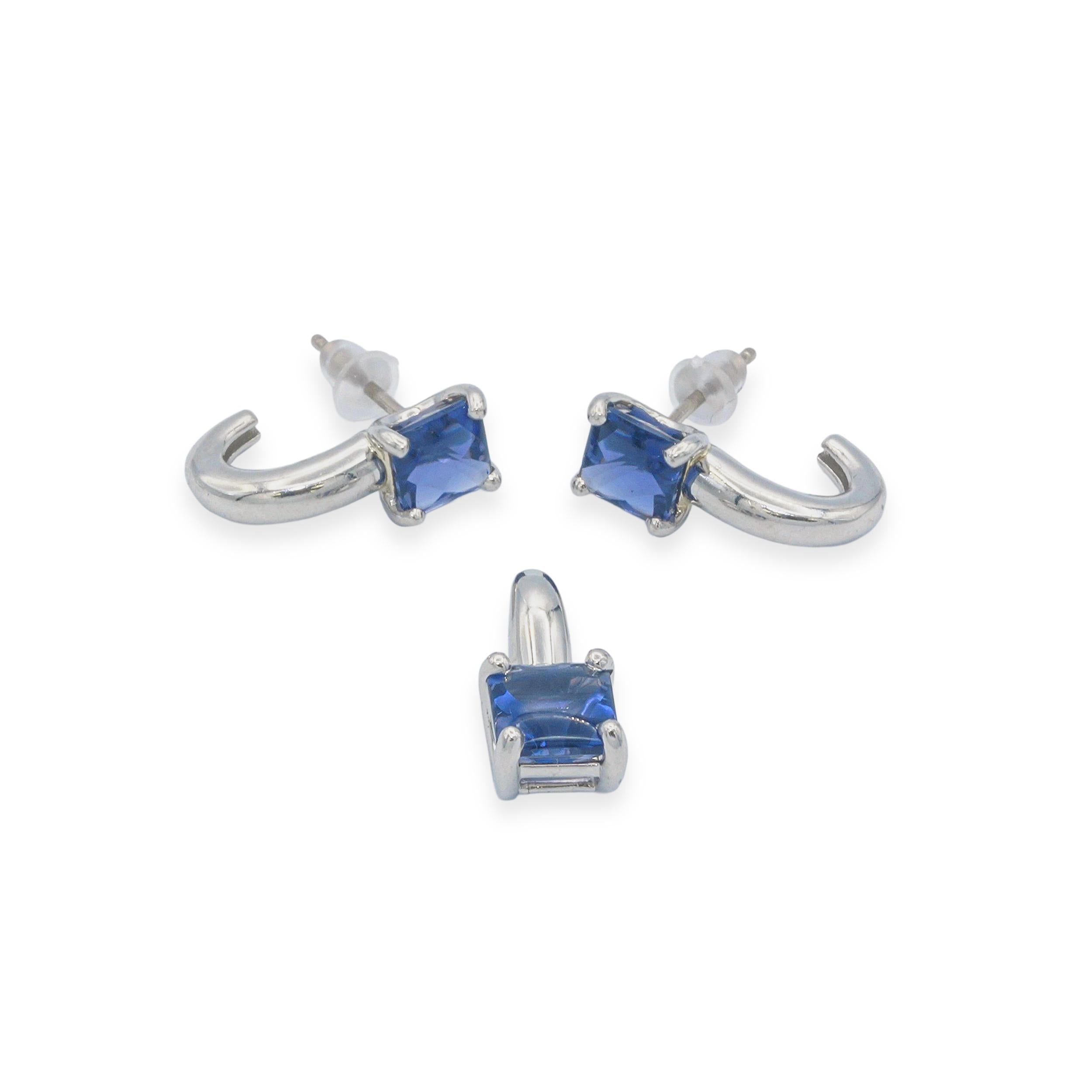 Vintage Platinum Tanzanite Earrings and Pendant Set