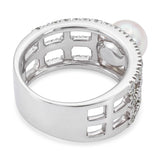 Mikimoto Platinum Akoya Pearl and Diamond Ring