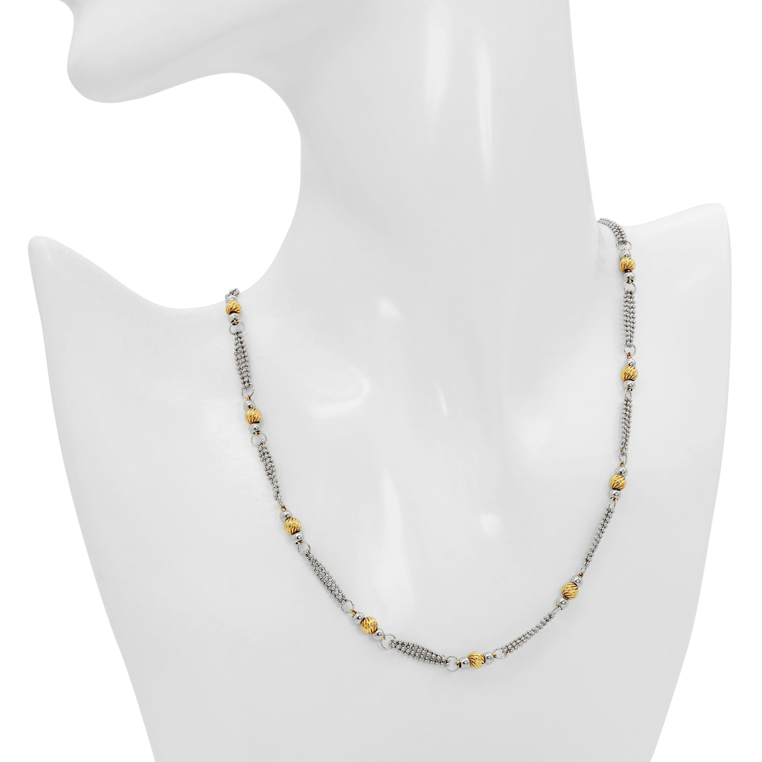 Vintage Platinum & 18k Yellow Gold Bead Necklace