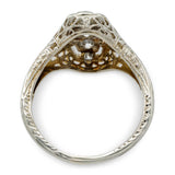 Art Deco 18k White Gold Diamond Three Stone Cocktail Ring