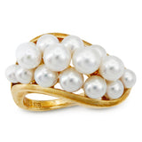 Mikimoto 18k Yellow Gold Pearl Cluster Ring