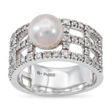 Mikimoto Platinum Akoya Pearl and Diamond Ring