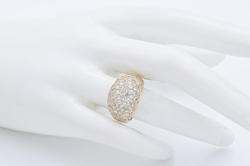 Estate 18K Yellow Gold 3.19 TCW Diamond Dome Ring Size 6.5