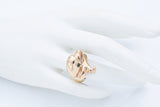 Vintage 14K Yellow Gold Green Lab Spinel Dolphin Cocktail Ring Size 5.5