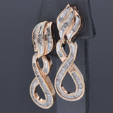 Estate 10K Yellow Gold 1.84 TCW Diamond Dangle Infinity Earrings