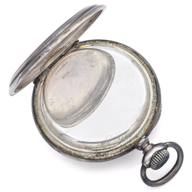 Antique Longines 800 Silver 17 Jewels Open Face Deck Watch 68 mm