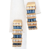 Vintage 14K Yellow Gold Sapphire & 0.60 TCW Diamond Omega-Back Earrings