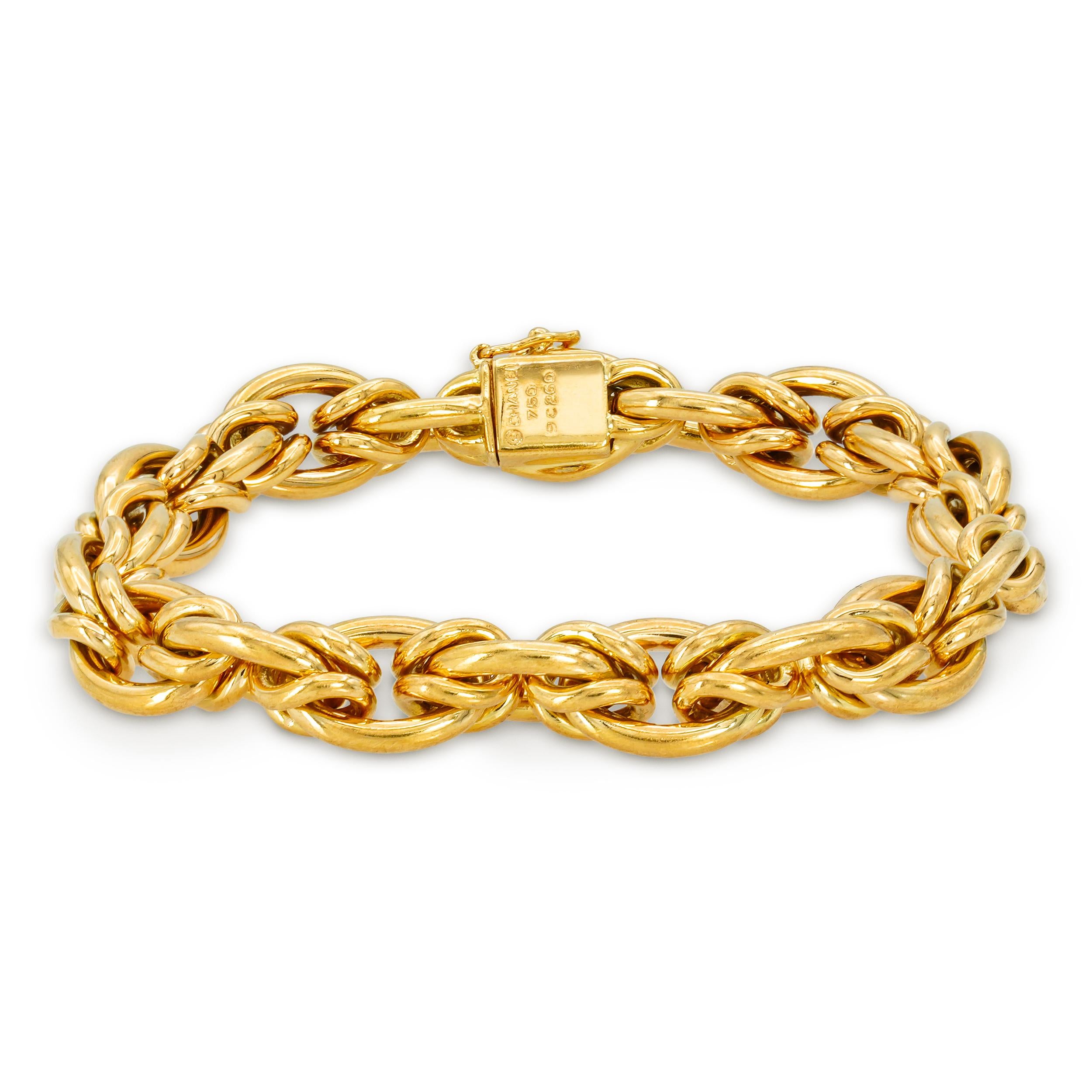 Vintage Chanel 18k Yellow Gold Byzantine Chain Bracelet