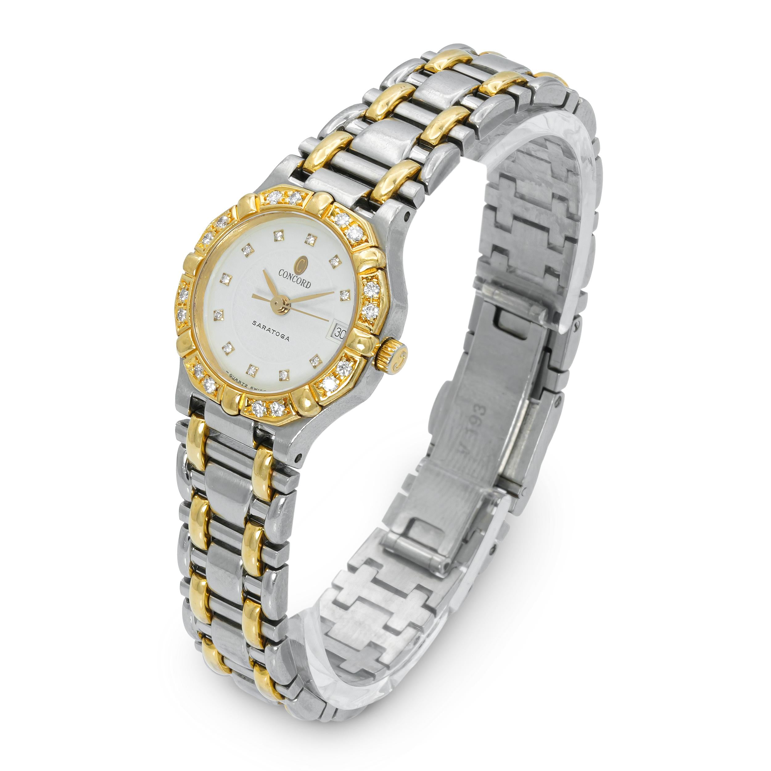 Concord Saratoga Steel 18K Gold Diamond Quartz Watch Ref 1573287G