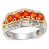 Vintage 14k Yellow and White Gold Fire Opal and Diamond Ring