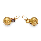 Antique Victorian Etruscan Revival 19k Yellow Gold Drop Earrings