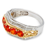 Vintage 14k Yellow and White Gold Fire Opal and Diamond Ring