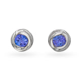 18k White Gold Tanzanite Swirl Stud Earrings