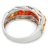 Vintage 14k Yellow and White Gold Fire Opal and Diamond Ring