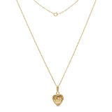 Vintage 14k Yellow Gold Cable Chain and Floral Bird Pendant Necklace