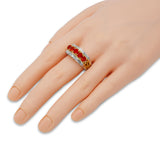 Vintage 14k Yellow and White Gold Fire Opal and Diamond Ring